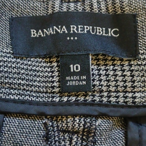 Banana Republic Glen Check Plaid Tan Brown Tie Waist Trouser Pant, Size 10 - Picture 6 of 7
